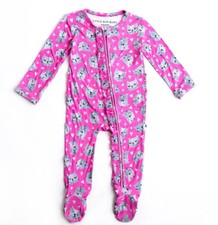 Little Bum Bums Infant Baby Bamboo Pajamas One Piece Pink Cats 12-18 Months EUC
