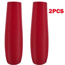 2Pack Tall Floor Vase Red Plastic Large Flower Vase For Indoor Hallway Farmhouse