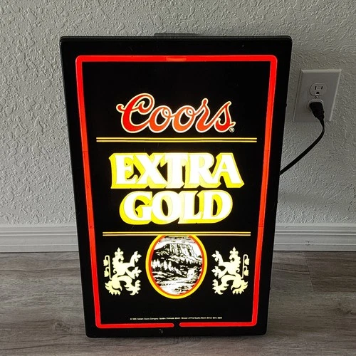 Original 1985 Coors Extra Gold Beer Lighted Sign Bar Pub Vintage Alcohol Old