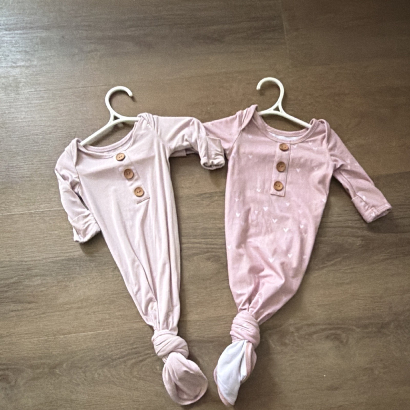 Caden Lane  Long Sleeve Baby Gown Set 0-3 Months Knotted Button BUNDLE