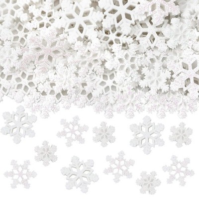 90Pcs Resin Mini Snowflake for Crafts White Glitter Ornaments 3 Sizes