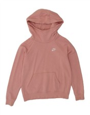NIKE Womens Oversized Hoodie Jumper UK 10 Small Pink Cotton DI07
