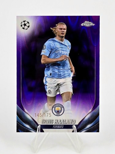 Erling Haaland 2023-24 Topps Chrome UCC Purple Ray Wave Refractor /175 Man City