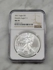 2021 American Silver Eagle Heraldic Eagle T-1 $1 MS 70 NGC #173