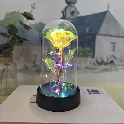 Eternal Forever Galaxy Rose Flower In Glass Dome LED Light Romantic Gift for Her