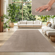 Tappeto Salotto Pelo Corto Monocolore Design Moderno Lavabile, Colore:Taupe, Dim