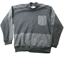 Vintage Huk A Poo Sweater Men M Gray Pullover Ribbed Knit 70s 80s Retro Pocket