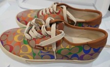 Coach Citysole Skate Women Canvass Sneakers Rainbow Color Logo New sz12- No Box