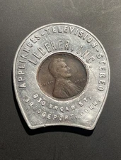 Vintage Good Luck Coin 1909 Wheat Penny Ledger Inc Appliances TV Stereo