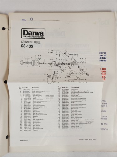 Daiwa 1981 Reel Parts Service Manual ~ Black Gold Edition ~ Vintage Fishing - Picture 3 of 13