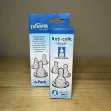 Dr Brown's Anti Colic Baby Bottle Nipple 6 Pack Narrow Level 2 Medium Flow