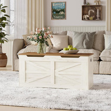 Storage Bench Lift Top Hinged Blanket Box Shoe Seat White Wooden Hallway 100cm