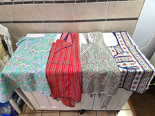 4 Vintage Floral Bib apron lot with pockets