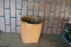 antique primitive original salmon paint egg basket 8 inch diameter 9 1/2 side — photo 3
