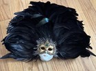 Venetian Mask Black Feathers Gold Paint Made In Italy Mandy Decor Mini
