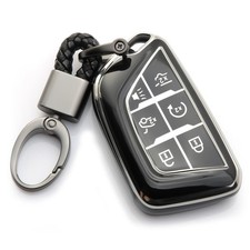 for Cadillac Key Fob Cover with Keychain Accessories 6 Buttons Key Case Fit f...