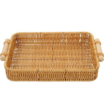 Khaki Hand Woven Woven Storage Basket for Kitchen Snacks Cosmetics and Fruit