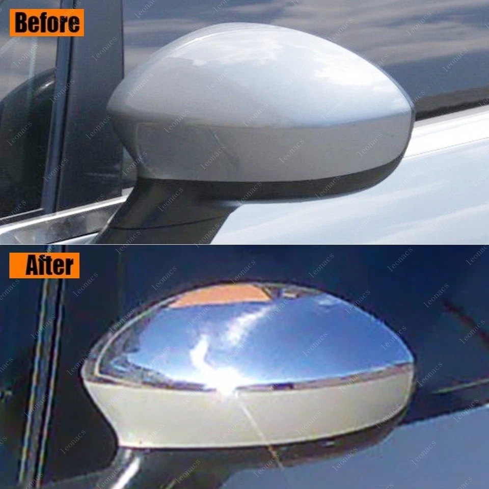 Coppia Calotte Specchio Retrovisore Cromata Per FIAT 500 / 500C 2007 al 2015 - Immagine 2 di 4