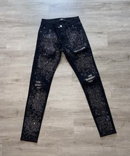 Men s Black Skinny Slim Fit Distressed Rhines...