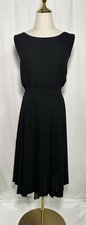 Sara Campbell Dress 16 Pleated Sleeveless Belted Black Cocktail Vintage