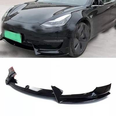 For Tesla Model 3 2017-2023 Glossy Black Front Bumper Lip Splitter Spoiler Kit