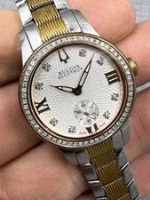 Bulova Swiss Accutron Masella Diamond Dial Bezel Rose Gold Plated Watch 65R139