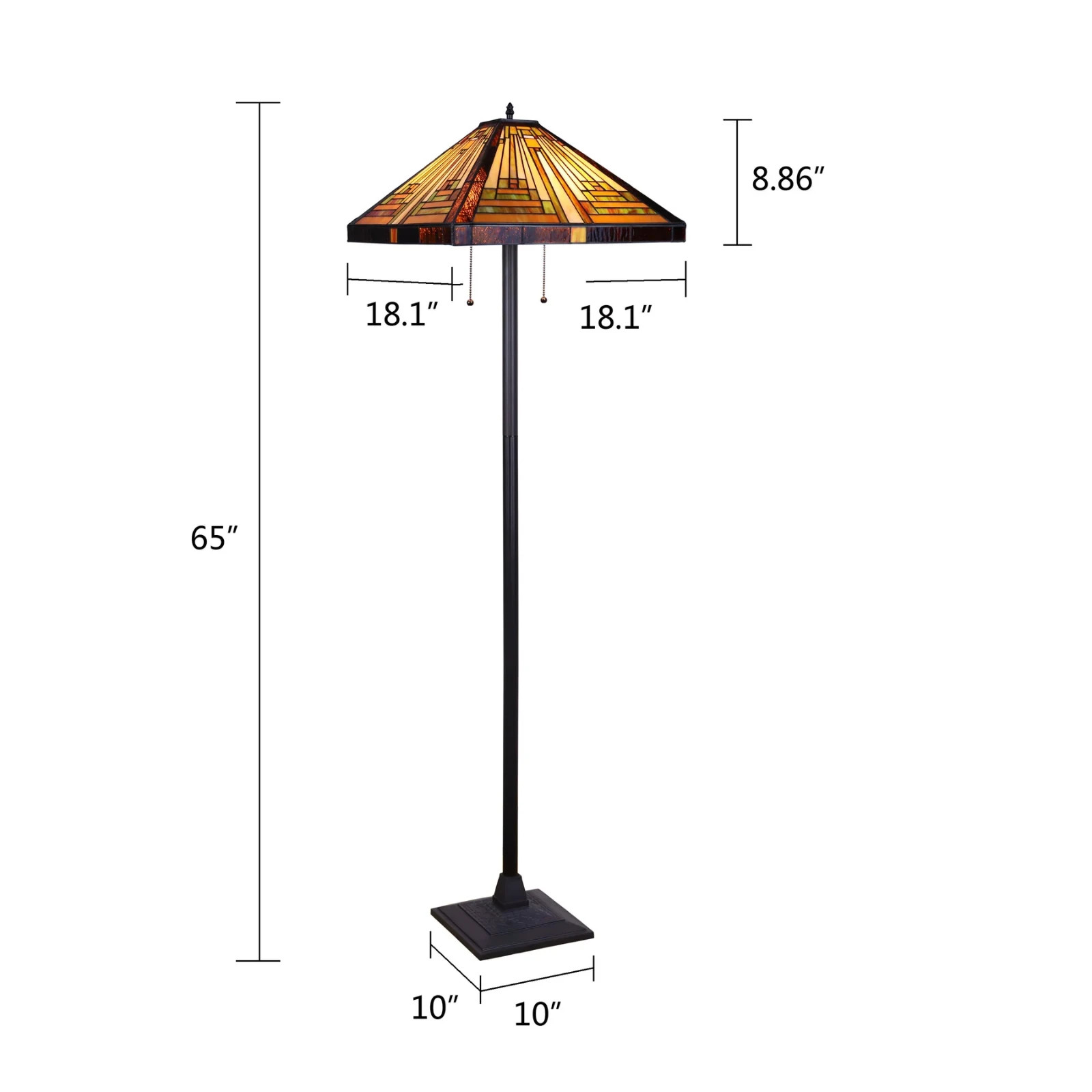 Floor Lamp Tiffany Style Stained Glass Mission Design Shade