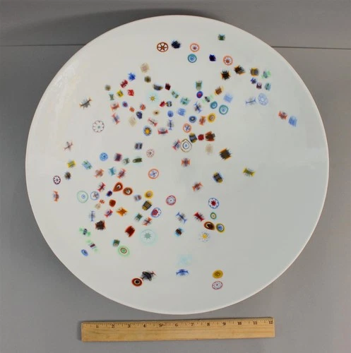 18" Vintage MCM Yalos Casa Murano Millefiori Italian Art Glass Centerpiece Bowl