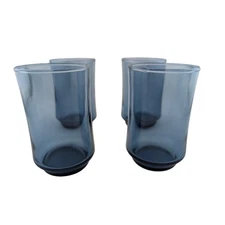 Vintage Libbey Bolero Blue Drinking Tumblers MCM 1970s Set of 4 6oz Juice Glass