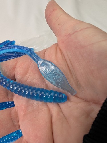Manns 8" Blue Jelly Worm LOT OF 50!!(1 LB) Muskie Pike Bass Fishing Discontinued - Picture 4 of 5