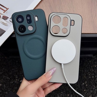 For OPPO Find X9 Pro, Luxury Hybrid Leather Magnetic Back Soft Slim Cover Case