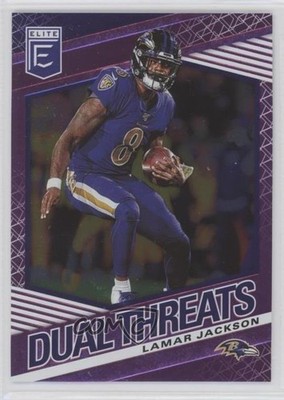 2020 Panini Donruss Elite Dual Threats Purple 12/75 Lamar Jackson #9 07r2