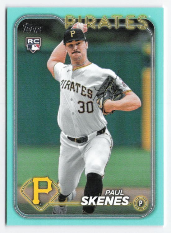 2024 Paul Skenes Rookie Card Topps Update Aqua White Uniform #US100 Pirates