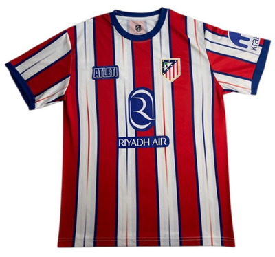 Atletico Madrid Soccer Jersey Mens Medium Red White Striped Riyadh