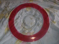 Tiffin Franciscan Kings Crown Cranberry Ruby Clear Glass Plate 13 1/8