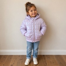 Cat  Jack Girls Pink Glossy Hooded Puffer Jacket Warmest Winter Coat M 8