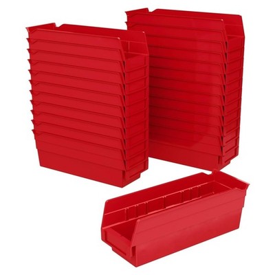 Akro-Mils 24 Pack Plastic Storage Shelf Bins, Space-Saving Organizers, Red