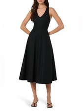 ASTR The Label Crossback Midi Dress Size Medium Black  Cotton Linen Blend New