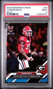 2024 Bowman U now CARSON BECK #49 Blue 8/49 PSA 9 11.29.24 Leads Comebk Victory