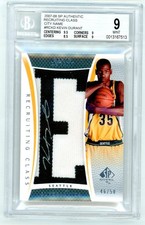 2007-08 SP Authentic Kevin Durant RPA RC Rookie Letter Patch AUTO 46/50 BGS 9