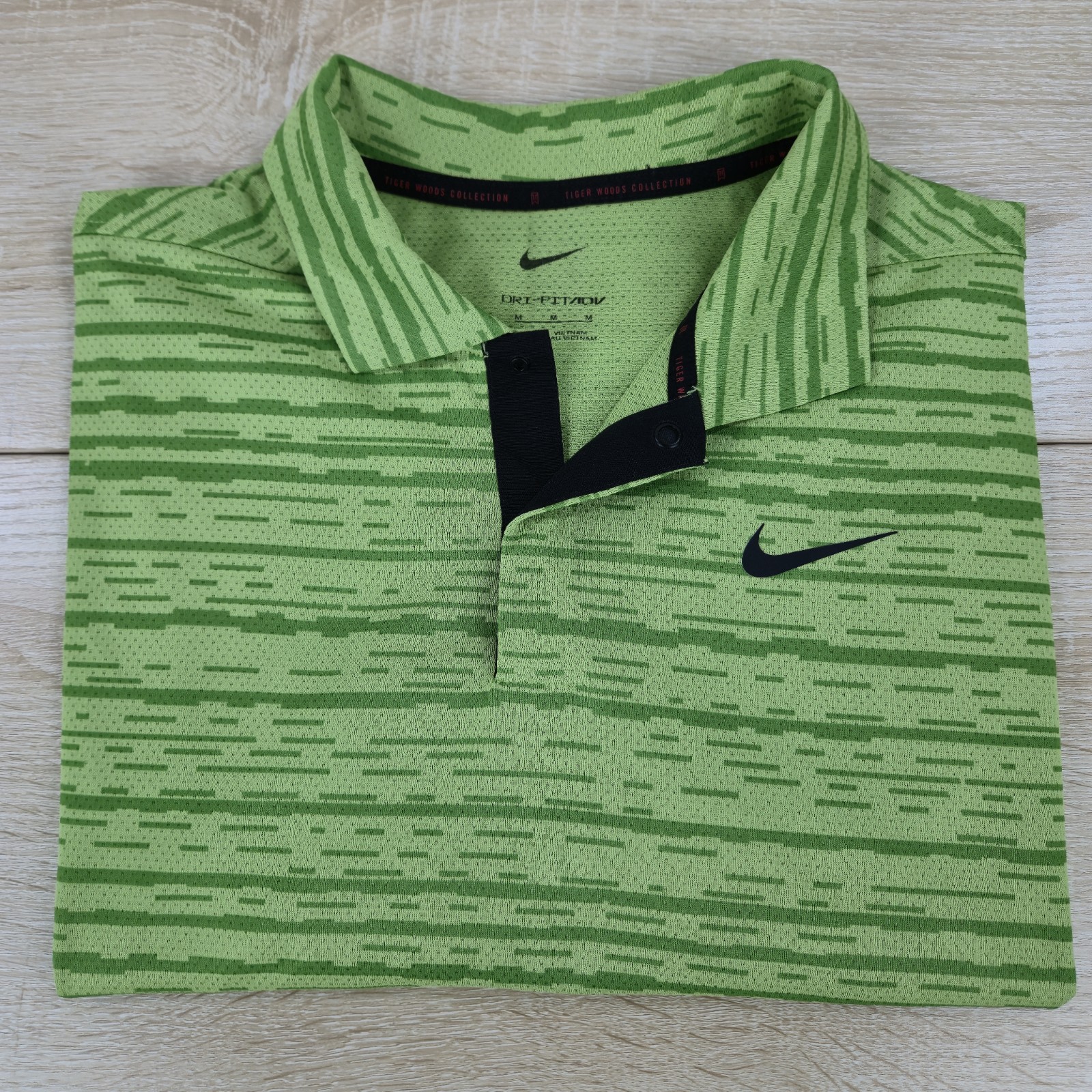 Men's M Nike ADV Tiger Woods Dri-Fit Blade Snap AOP Pattern Golf Polo DH0789-332