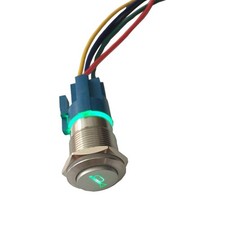 19mm 12V Car Speaker Horn Momentary Push Button Switch Green LED Lighted