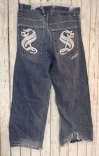 South Pole Baggy Blue Jeans 36x32 Y2K Hip Hop RN82628 Lt Blue Letters