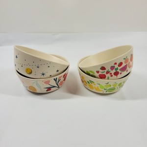 Pillowfort Melamine Fruit Rainbow Bowls, Space Floral 15 Oz Set Of 4