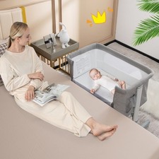 3-in-1 Baby Bedside Bassinet Crib Infant Newborn Cot Bed Height-adjustable