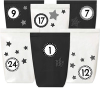 Papierdrachen Adventskalender 2025 Zum BefüLlen - 24 PapiertüTen In Schwarz Weiß