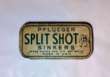 Vintage Pflueger Split Shot  Sinkers Tin with Bull Dog Mark Made in USA