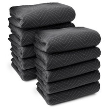 10 Moving Blankets Furniture Pads - Ultra Thick Pro - 80" x 72" Black