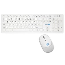 Wireless Keyboard And Mouse Kit With German QWERTZ Layout Stickers White