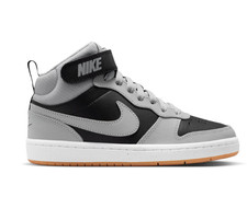 Nike Court Borough Mid 2 Kids Sneakers Black Gray Strap Shoes Size 6